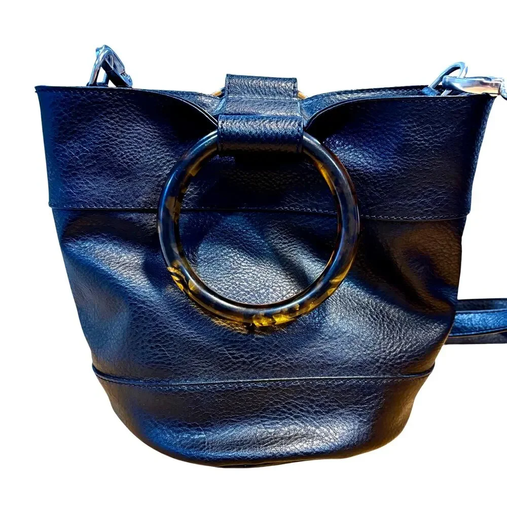 Y2K Abercrombie & Fitch Black Faux Leather Bucket Bag Crossbody Academia